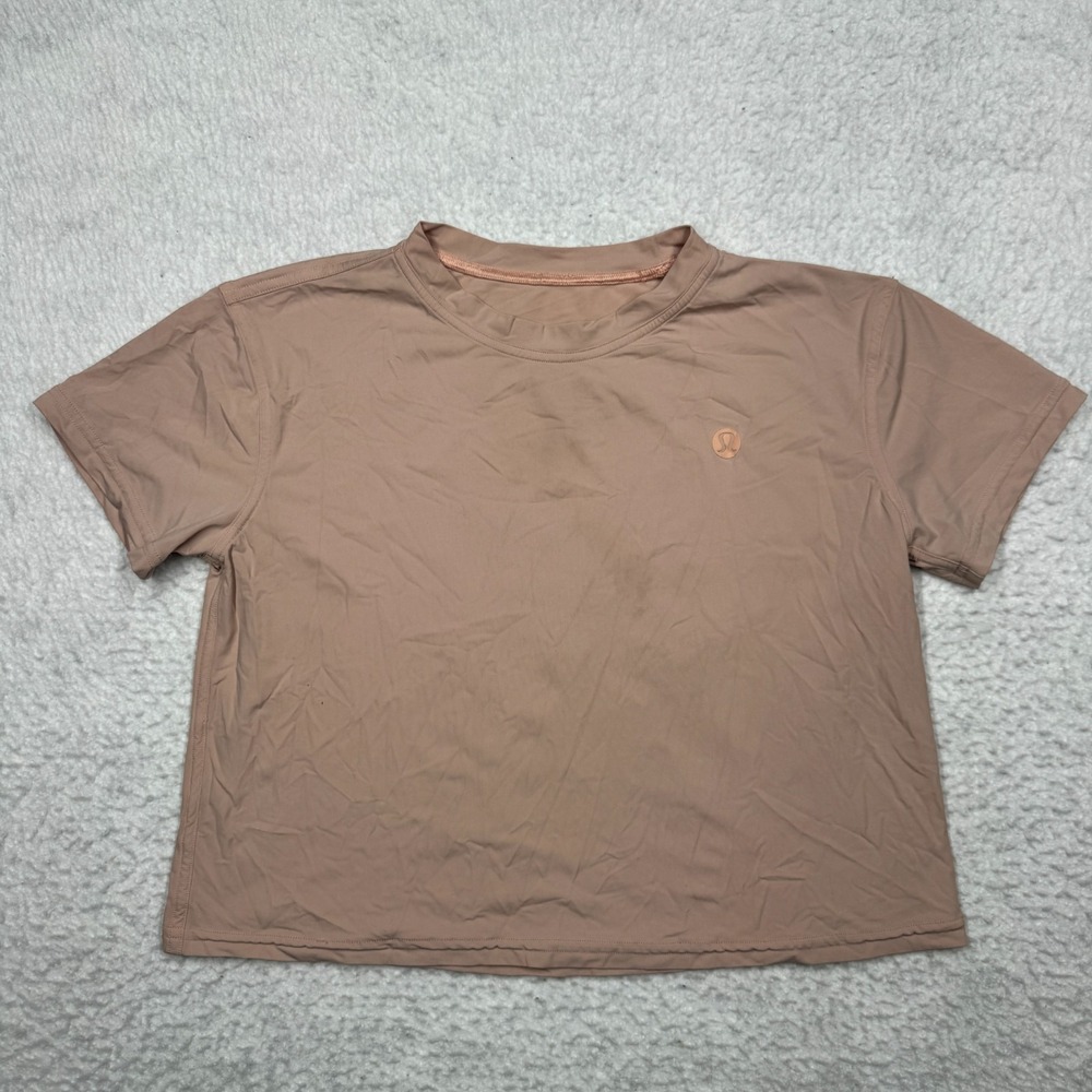 Lululemon Train To Be Shirt Top Short Sleeve Athletic Cropped Gym Pink Women's M